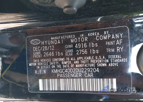 2013 Hyundai Genesis 3.8L from USA, damaged, VIN KMHGC4DD2DU229204